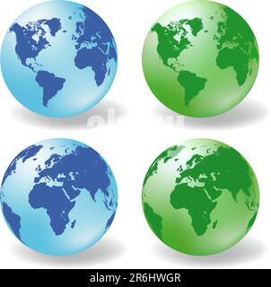 Glossy Earth Globes vector Stock Vector