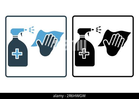 antiseptic spray bottle. element antibacterial disinfect surfaces, wet cleaning. icon related to disinfectant, antiseptic . Line icon style design. Si Stock Vector