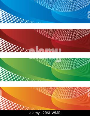 Digital banners in halftone and gradient vector illustration Stock Vector