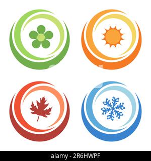 four seasons symbols concept Stock Vector