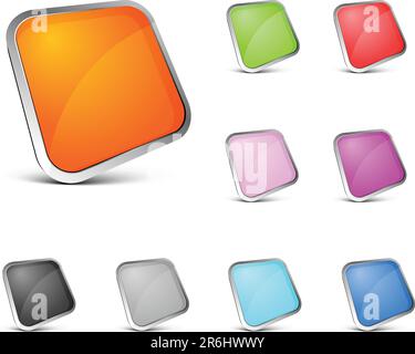 Perspective colored buttons on white background Stock Vector