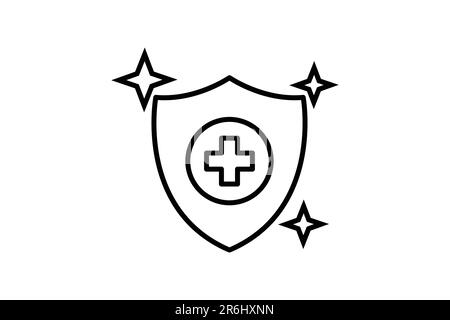 Hygiene protection icon. shield and health cross. icon related to hygiene. Line icon style design. Simple vector design editable Stock Vector