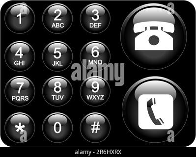 Glossy 3D phone pad icons. Stock Vector