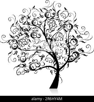 Art tree beautiful, black silhouette Stock Vector Image & Art - Alamy