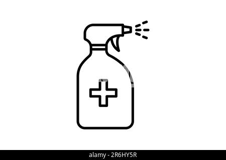 sprayer bottle icon. spray drops. icon related to disinfectant, antiseptic. Line icon style design. Simple vector design editable Stock Vector