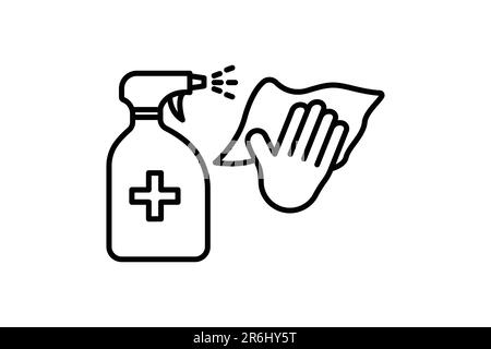 antiseptic spray bottle. element antibacterial disinfect surfaces, wet cleaning. icon related to disinfectant, antiseptic . Line icon style design. Si Stock Vector