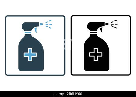 sprayer bottle icon. spray drops. icon related to disinfectant, antiseptic. Solid icon style design. Simple vector design editable Stock Vector