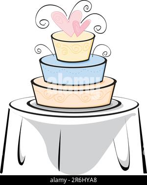 Tiered Wedding Cake With Love. Vector Illustration Stock Vector Image ...