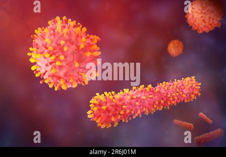 Respiratory syncytial virus particles, illustration Stock Photo