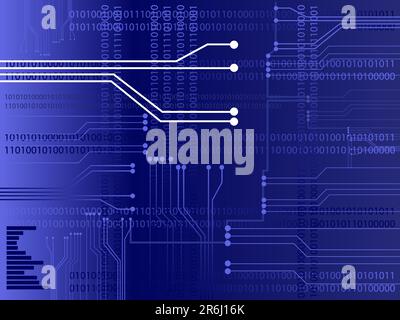 Vector of a circuit board with binary codes as the background. Concept ...