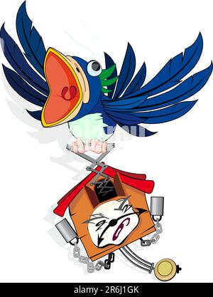 Mad, Funny Cuckoo wall Clock Stock Vector