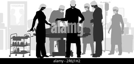 Editable vector illustration of a surgery in an operating theater Stock Vector