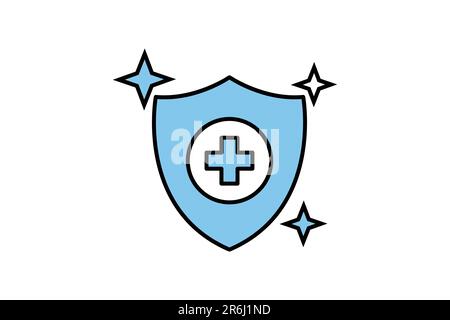 Hygiene protection icon. shield and health cross. icon related to hygiene. Two tone icon style design. Simple vector design editable Stock Vector