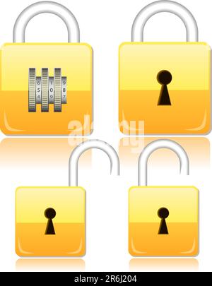 Vector set of retro locks. Vintage illustration Stock Vector Image ...