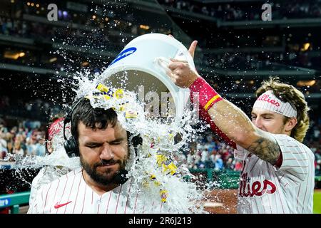 Philadelphia Phillies' Trea Turner plays during the third inning of a  baseball game, Wednesday, April 12, 2023, in Philadelphia. (AP Photo/Matt  Rourke Stock Photo - Alamy