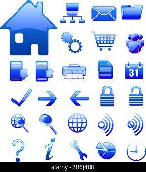 blue  website and internet icon on white background Stock Vector