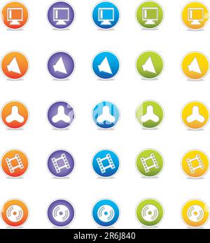Colorful Web Icons Set 6 (Vector) Round icons for web and print--easy to edit. No transparencies Stock Vector