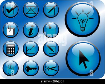 Business icon vectors in blue. Stock Vector