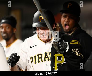 Pittsburgh, United States. 09th June, 2023. New York Mets starting pitcher Tylor  Megill (38) starts against the Pittsburgh Pirates at PNC Park on Friday  June 9, 2023 in Pittsburgh. Photo by Archie