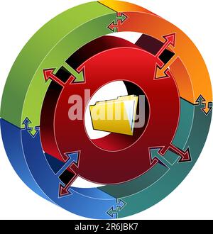 3D Process circle diagram with rotating arrows for business cycle Stock ...