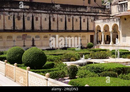 View of Char Bagh located in the third courtyard of Amer fort, Rajasthan, India. Stock Photo