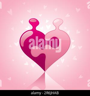 Love Puzzle on pink color background Stock Vector