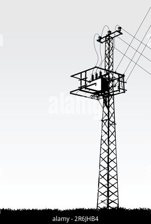 vector illustration of an electricity pylon Stock Vector