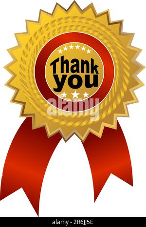 An image of a thank you ribbon. Stock Vector