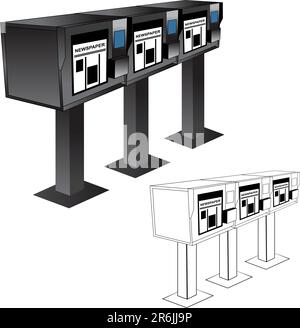 An image of a newspaper stand machine. Stock Vector