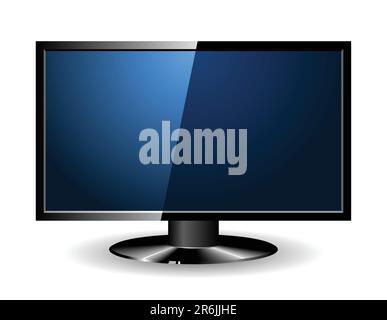 LED monitor, realistic vector illustration with reflection. Stock Vector