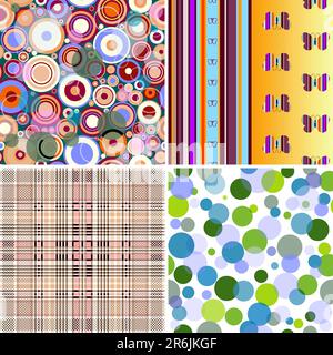 Set colorful geometric seamless patterns (vector, EPS 10) Stock Vector