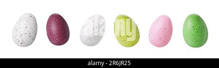Set of beautifully decorated Easter eggs on white background Stock Photo