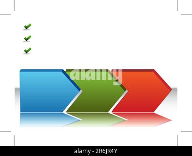 An image of a blank three stage chart. Stock Vector