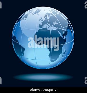 Globe showing earth with continents Europe and Africa. Stock Vector
