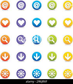 Colorful Web Icons Set 1 (Vector) Round icons for web and print--easy to edit. No transparencies Stock Vector