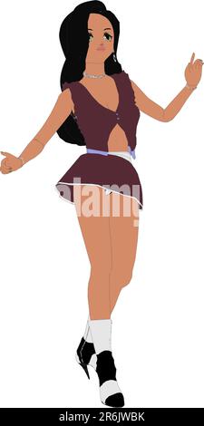 Anime Girl that can be used in high end designs as well easy to import into applications such as flash, illustrator, etc. Stock Vector