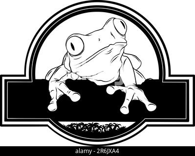 Frog monochrome icon. Outline in black. Vector illustration logo on white background Stock Vector