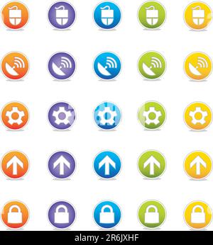 Colorful Web Icons Set 2 (Vector) Round icons for web and print--easy to edit. No transparencies Stock Vector