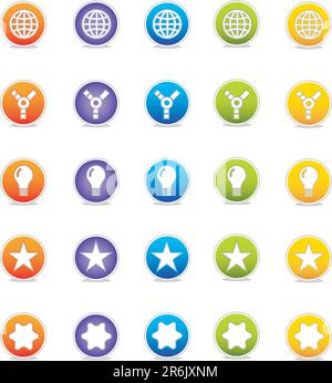 Colorful Web Icons Set 5 (Vector) Round icons for web and print--easy to edit. No transparencies Stock Vector