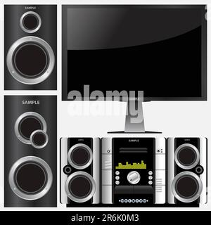 vector set of surround stereo system Stock Vector