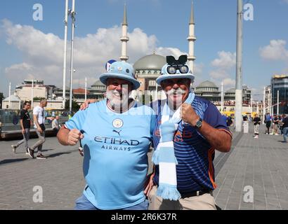 Manchester City fans in Taksim square ahead of of the Champions league final in Istanbul. Picture date: 10th June 2023. Picture credit should read: Paul Terry/Sportimage Credit: Sportimage Ltd/Alamy Live News Stock Photo