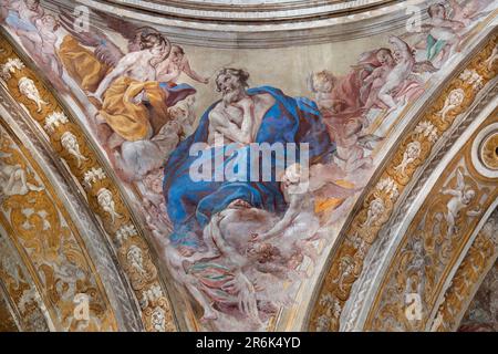 Title: NAPLES, ITALY - APRIL 20, 2023: The fresco of St. Matthew the  Evanglist in cupola in Basilica di Santa Maria degli Angeli a Pizzofalcone Stock Photo