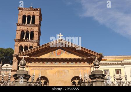 Basilica di Santa Pudenziana with romanesque bell tower in Rome, Italy Stock Photo