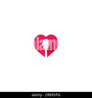 Love Food Logo Vector Simple Design. Spoon Love Logo Stock Vector