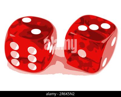 2 Dice close up -  showing the numbers 2 and 3 Stock Vector