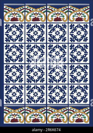 Vector drawn from a mosaic of talavera. Stock Vector