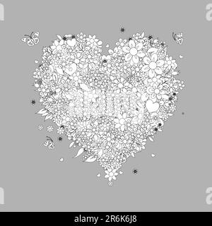 Floral heart shape design Stock Vector