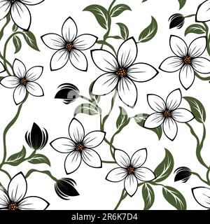 Seamless vector floral pattern. For easy making seamless pattern just drag all group into swatches bar, and use it for filling any contours. Stock Vector
