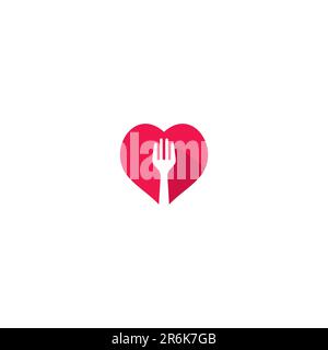 Love Food Logo Vector Simple. cutlery love logo Stock Vector