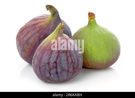 Ripe purple and green fig fruit isolated on white background Stock Photo